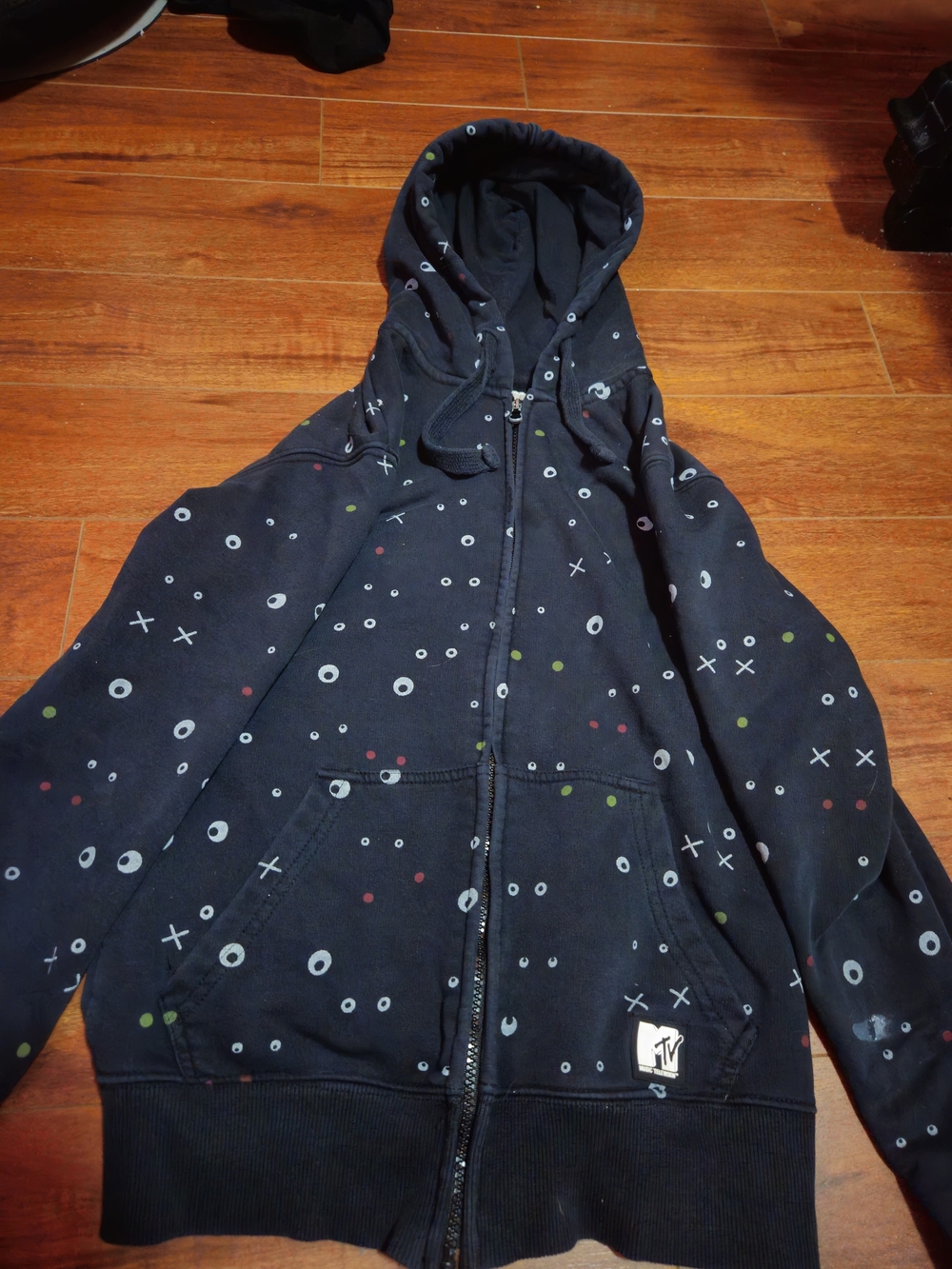 Zara MTV Music Television Black & White Hooded Jacket